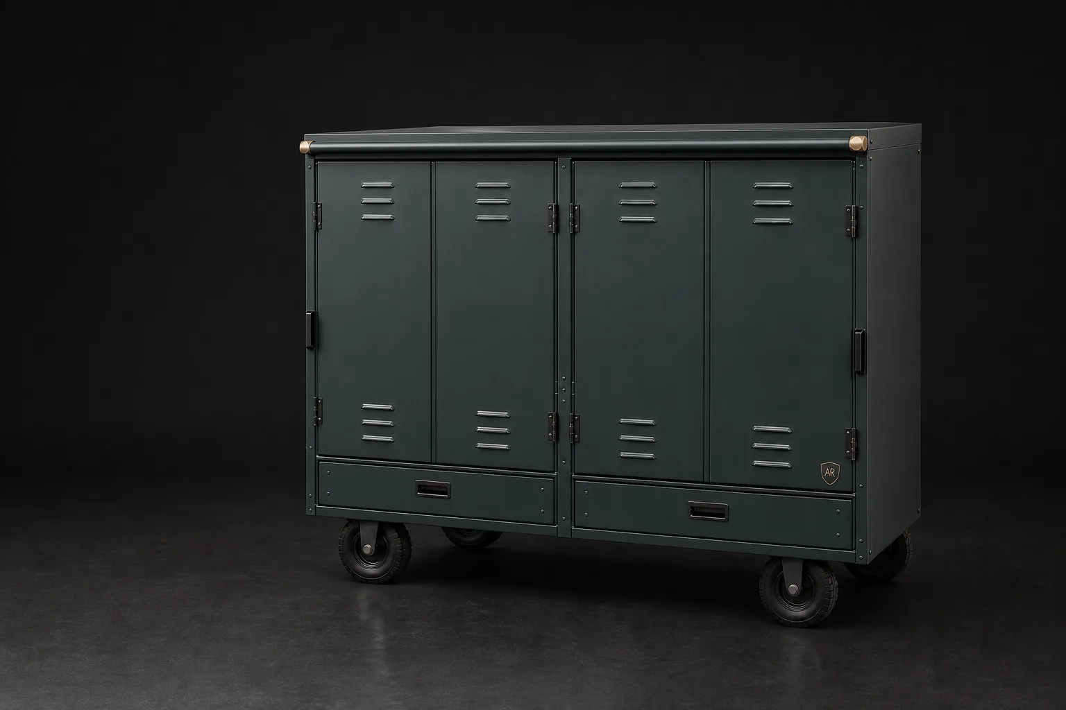 Field Green Show Locker photographed against a black studio background